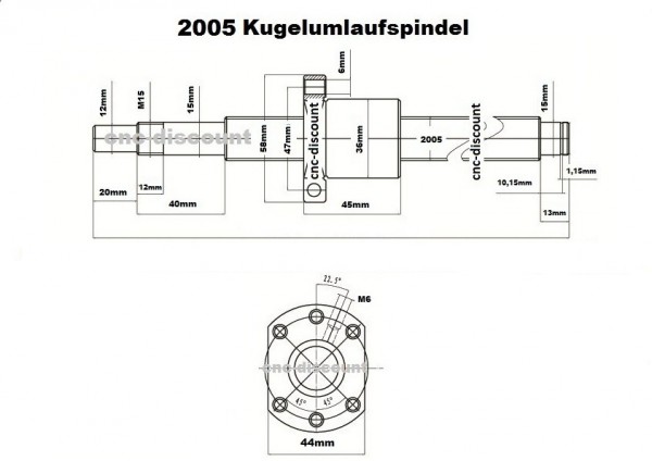 Kugelumlaufspindel 2005 x 1400mm komplett Festlager Loslager Spindel CNC Fräse 3 